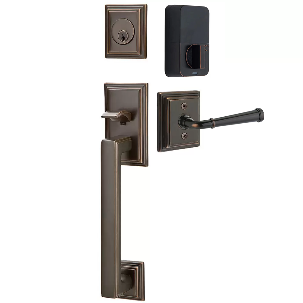 Emtek Hamden Tubular Entryset Sectional with Merrimack Lever