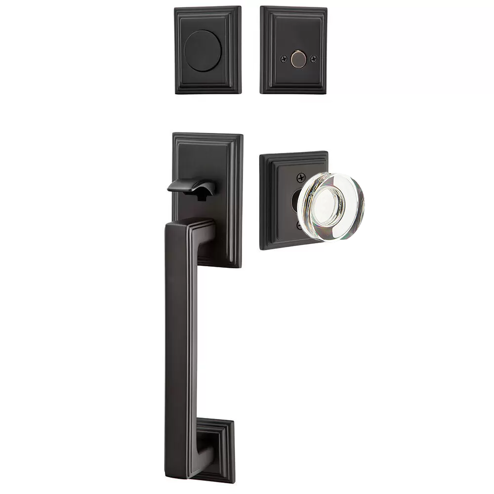 Emtek Hamden Tubular Entryset Sectional with Modern Disc Glass Knob