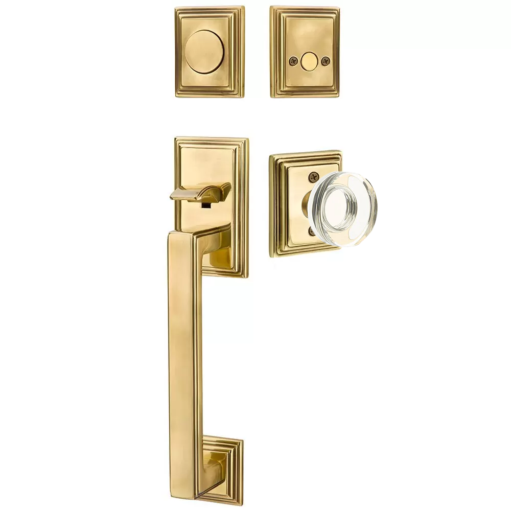 Emtek Hamden Tubular Entryset Sectional with Modern Disc Glass Knob