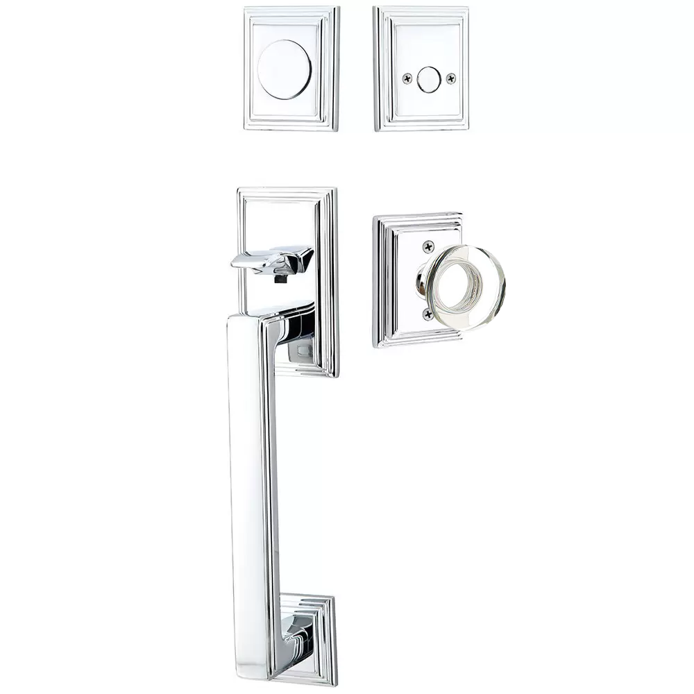 Emtek Hamden Tubular Entryset Sectional with Modern Disc Glass Knob