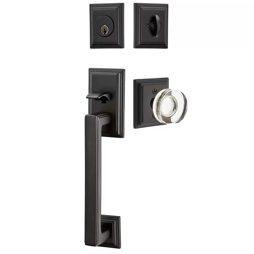 Emtek Hamden Tubular Entryset Sectional with Modern Disc Glass Knob