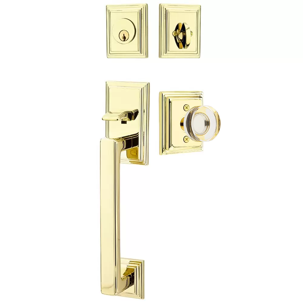 Emtek Hamden Tubular Entryset Sectional with Modern Disc Glass Knob