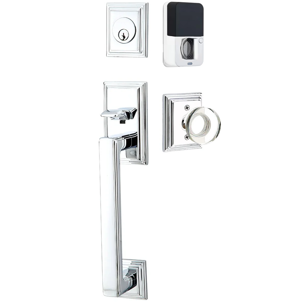 Emtek Hamden Tubular Entryset Sectional with Modern Disc Glass Knob