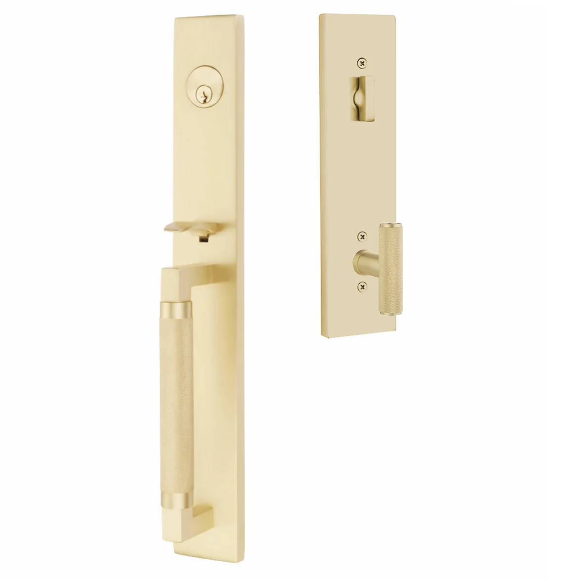 Emtek Hercules Knurled Tubular Entry Set Full Length with Ace Knurled Knob