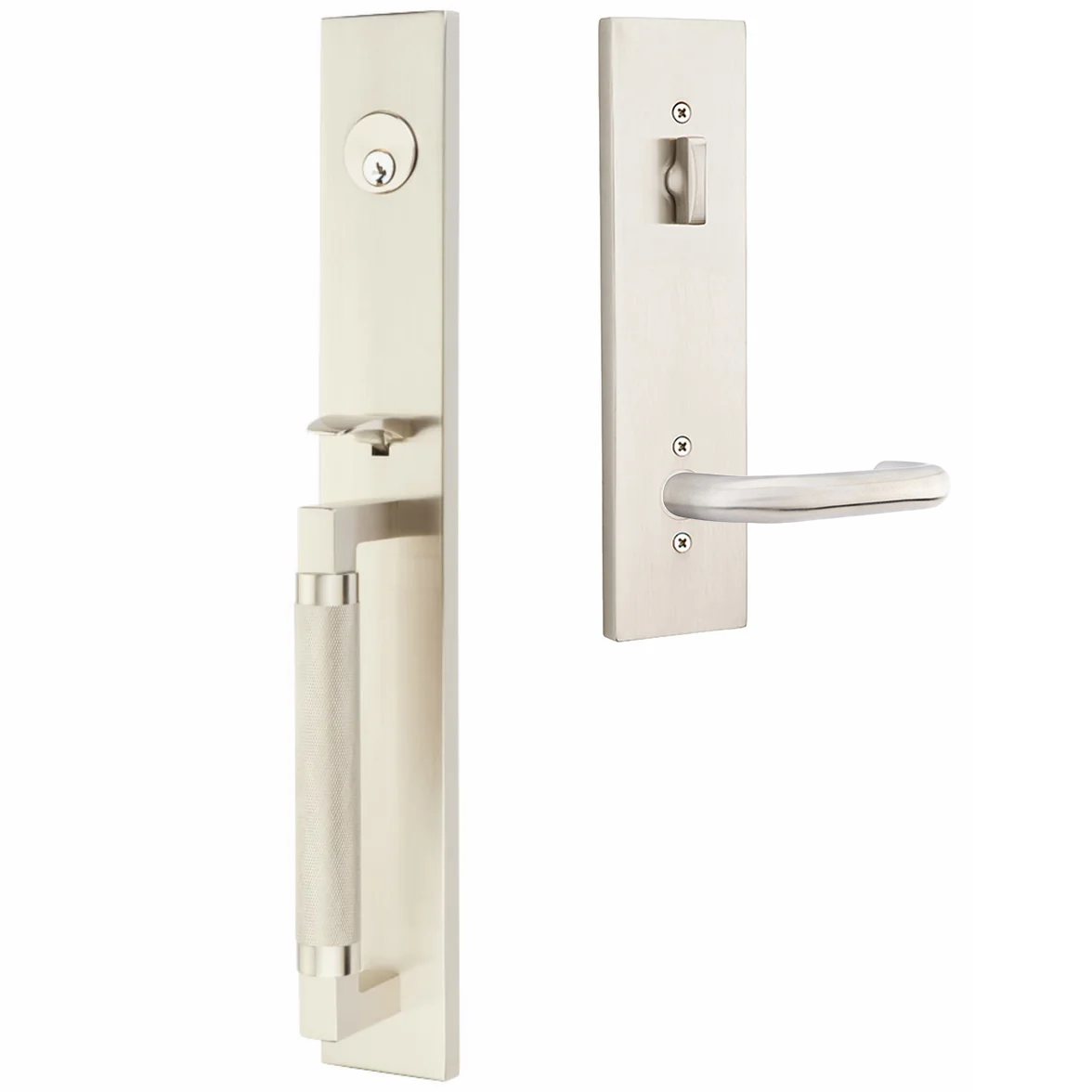 Emtek Hercules Knurled Tubular Entry Set Full Length with Cologne Lever