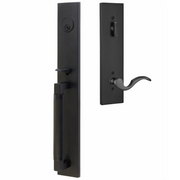 Emtek Hercules Knurled Tubular Entry Set Full Length with Cortina Lever