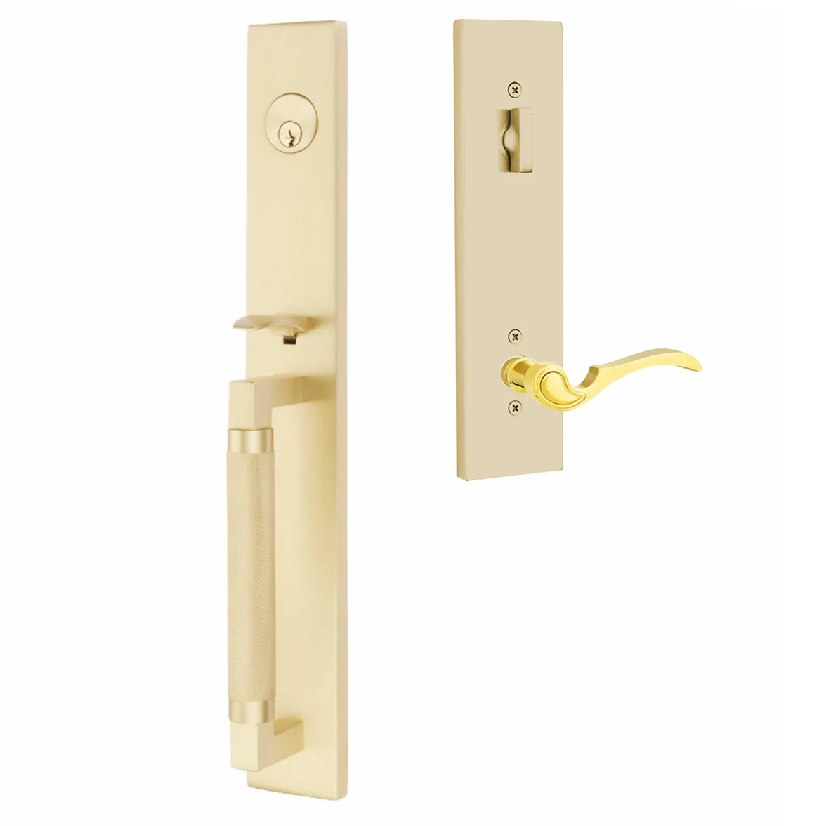 Emtek Hercules Knurled Tubular Entry Set Full Length with Coventry Lever