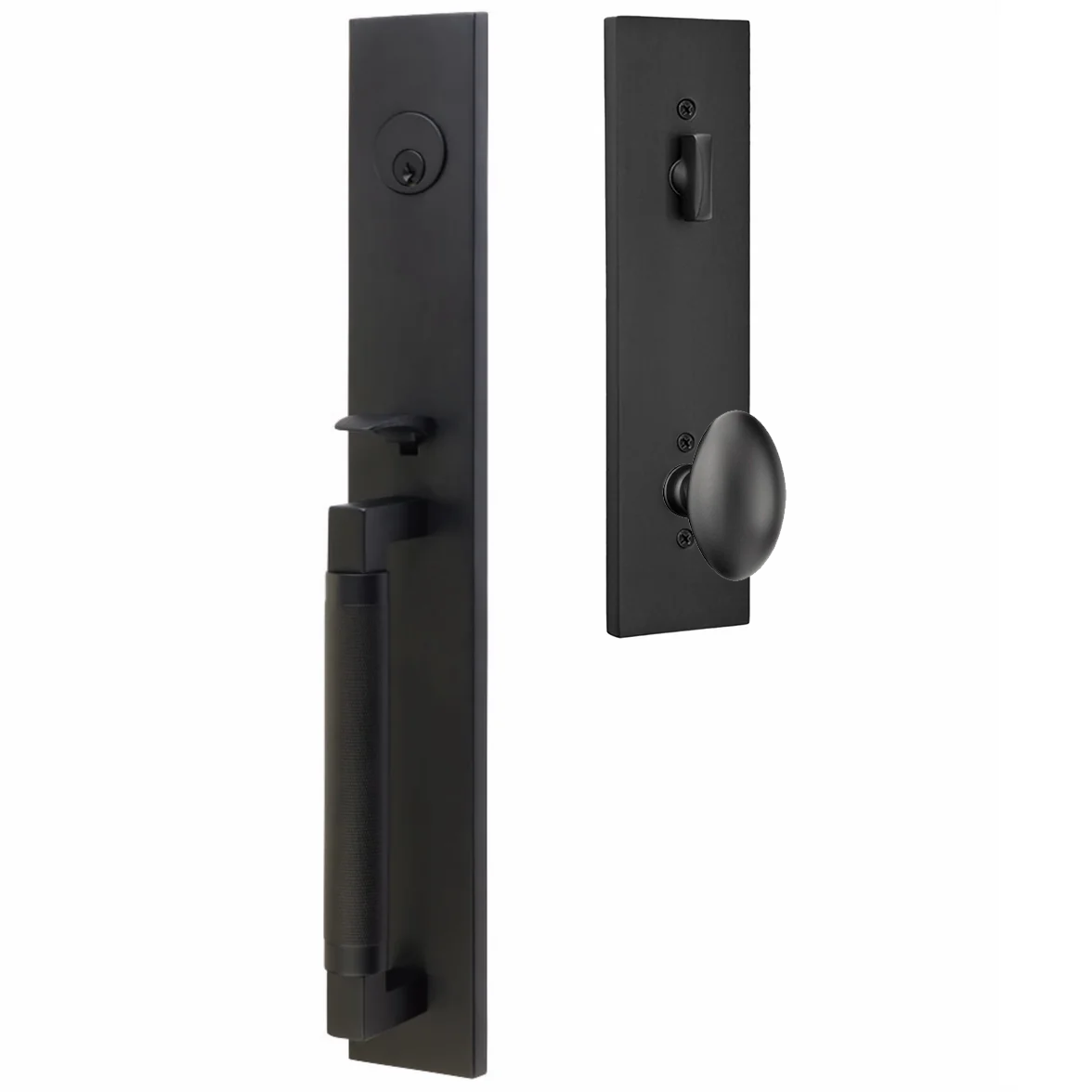 Emtek Hercules Knurled Tubular Entry Set Full Length with Egg Knob