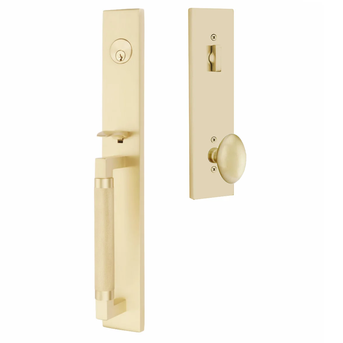 Emtek Hercules Knurled Tubular Entry Set Full Length with Egg Knob