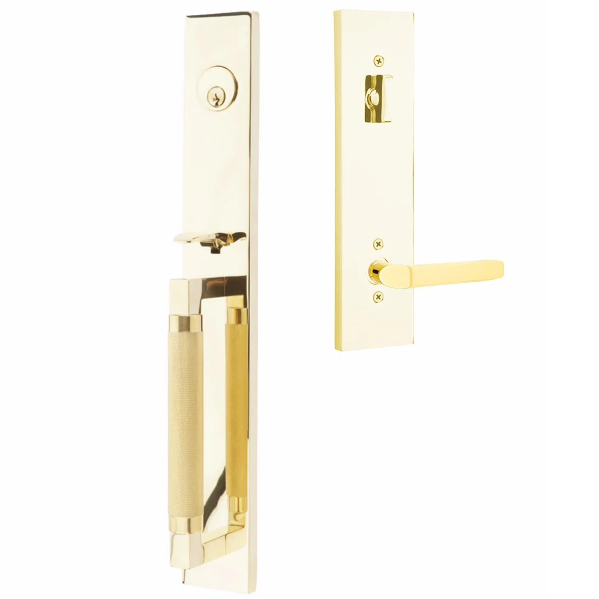 Emtek Hercules Knurled Tubular Entry Set Full Length with Milano Lever