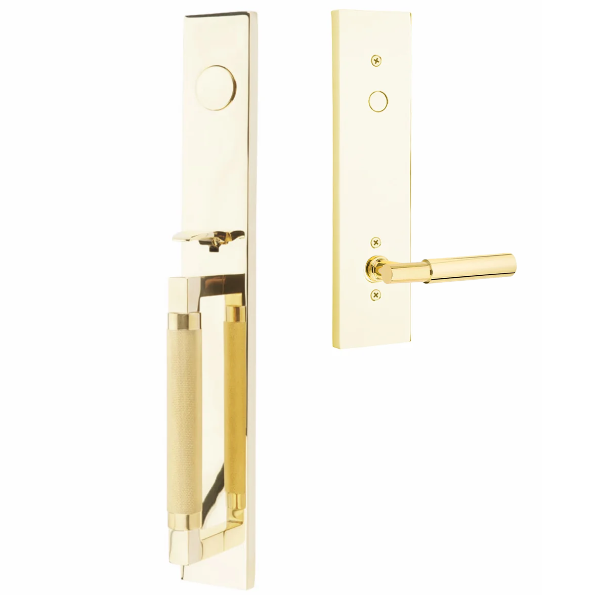 Emtek Hercules Knurled Tubular Entry Set Full Length with Myles Lever