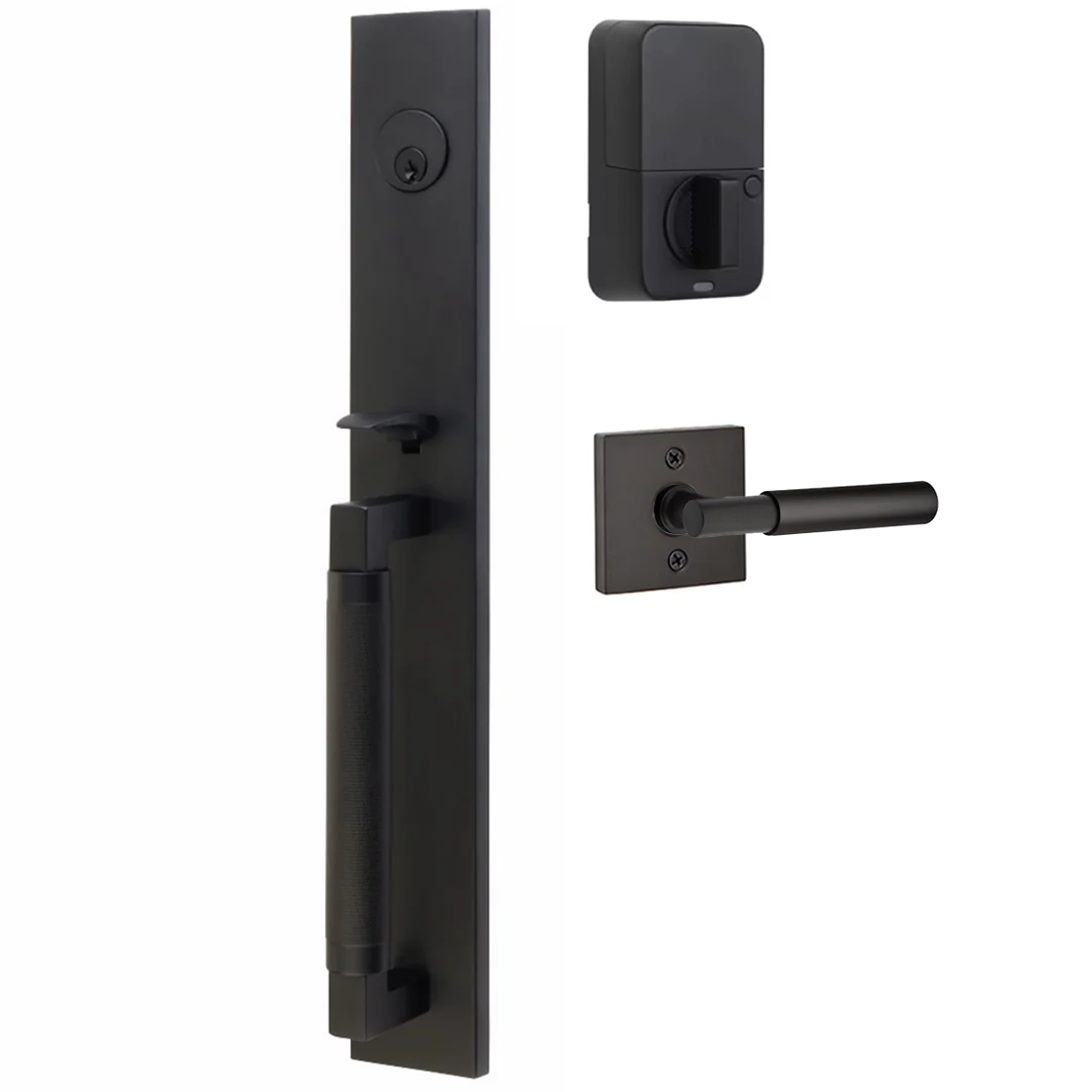 Emtek Hercules Knurled Tubular Entry Set Full Length with Myles Lever