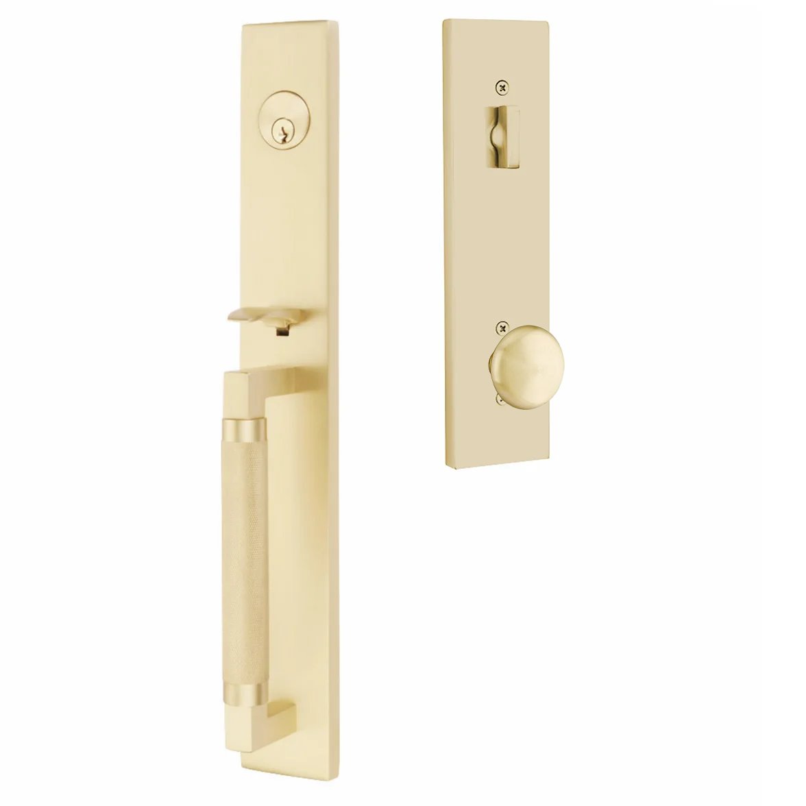 Emtek Hercules Knurled Tubular Entry Set Full Length with Providence Knob