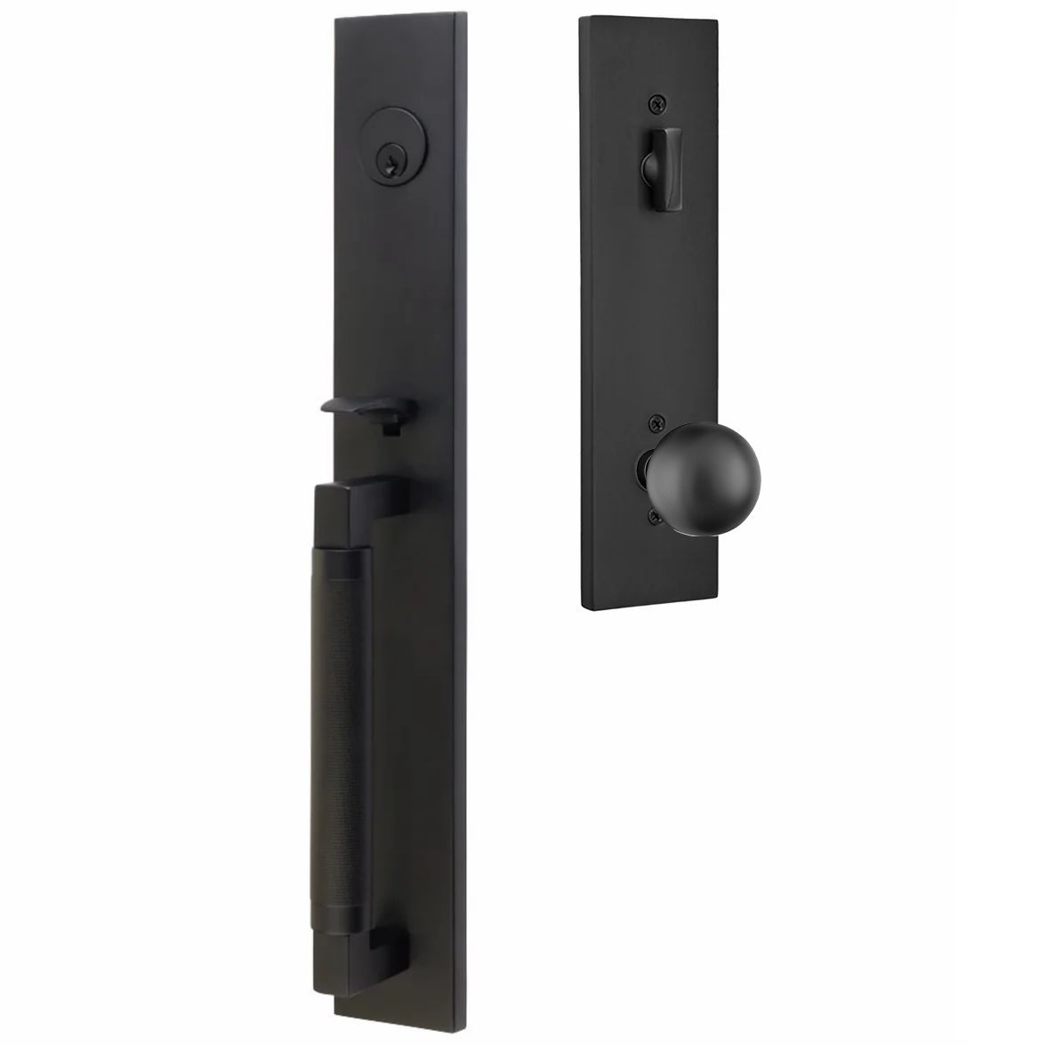 Emtek Hercules Knurled Tubular Entry Set Full Length with Orb Knob