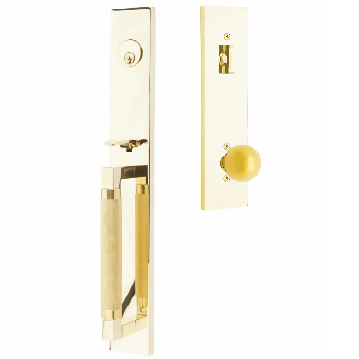 Emtek Hercules Knurled Tubular Entry Set Full Length with Orb Knob