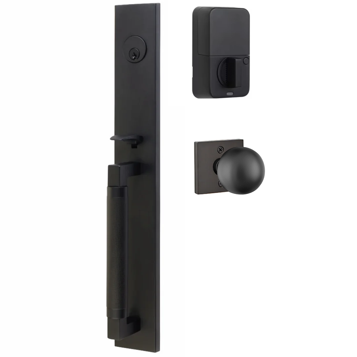 Emtek Hercules Knurled Tubular Entry Set Full Length with Orb Knob