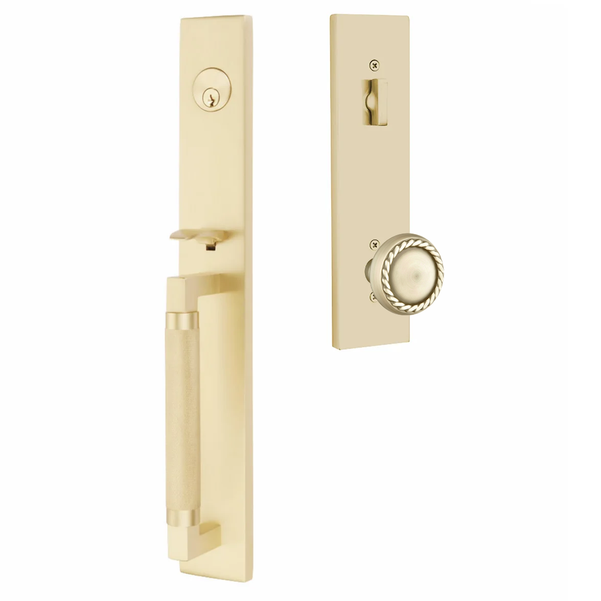 Emtek Hercules Knurled Tubular Entry Set Full Length with Rope Knob