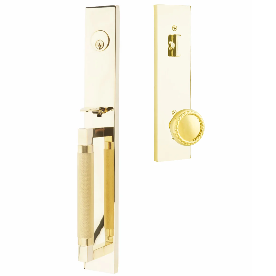 Emtek Hercules Knurled Tubular Entry Set Full Length with Rope Knob