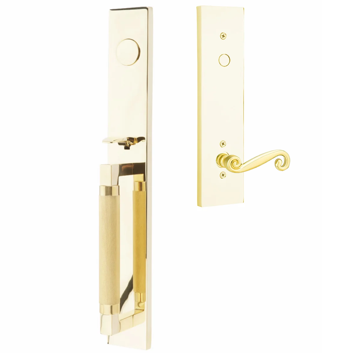 Emtek Hercules Knurled Tubular Entry Set Full Length with Rustic Lever