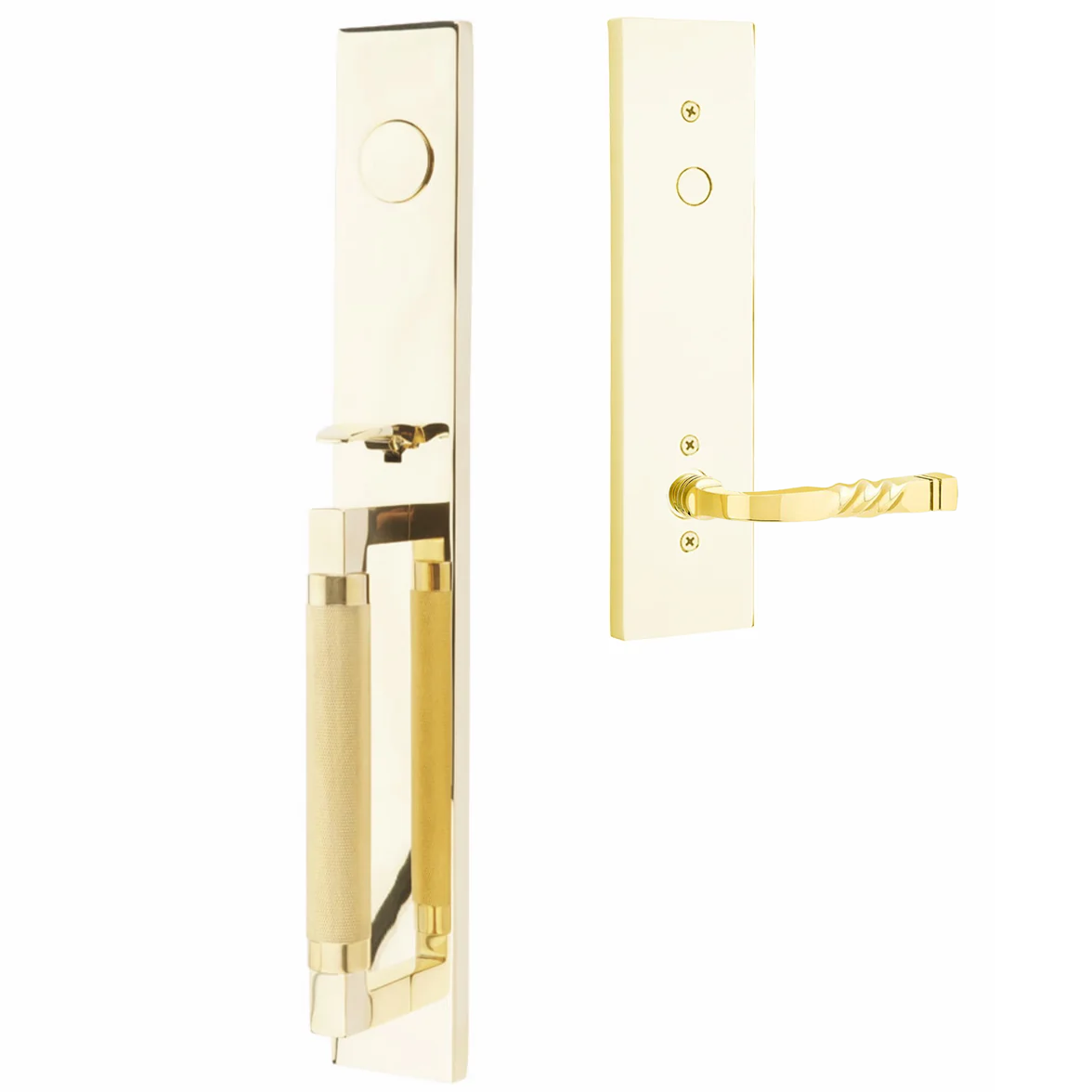 Emtek Hercules Knurled Tubular Entry Set Full Length with Santa Fe Lever