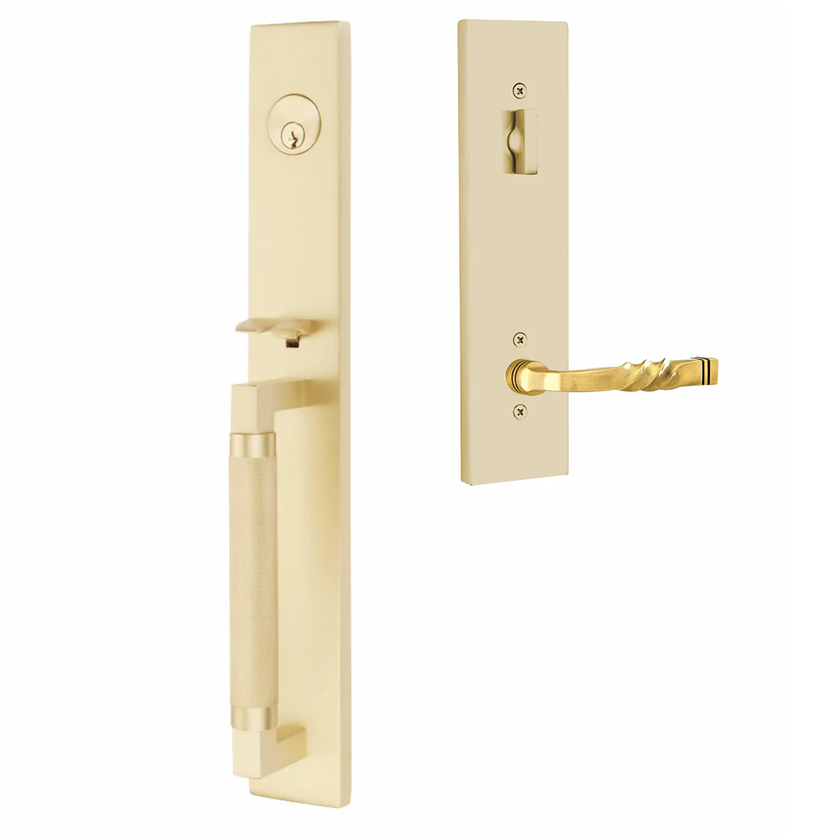 Emtek Hercules Knurled Tubular Entry Set Full Length with Santa Fe Lever