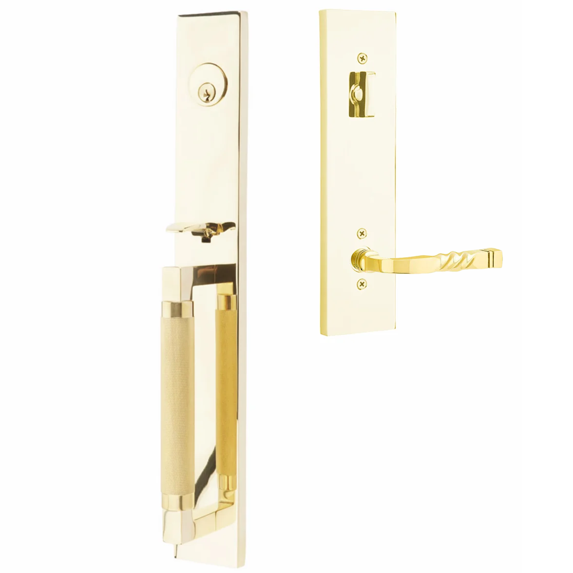 Emtek Hercules Knurled Tubular Entry Set Full Length with Santa Fe Lever