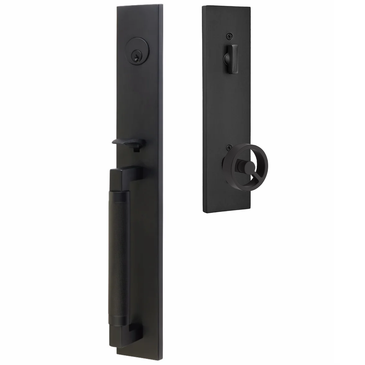 Emtek Hercules Knurled Tubular Entry Set Full Length with Spoke Knob