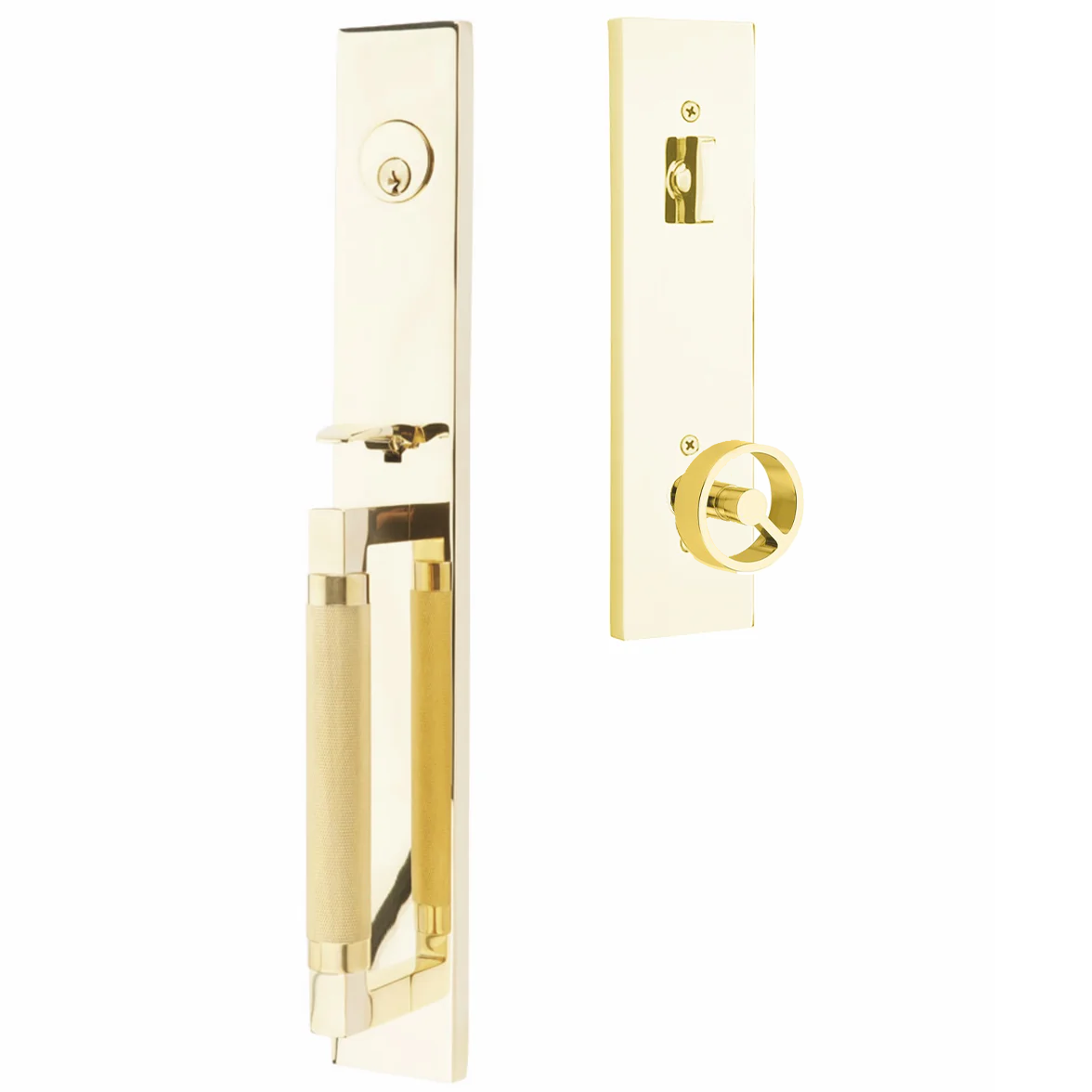 Emtek Hercules Knurled Tubular Entry Set Full Length with Spoke Knob