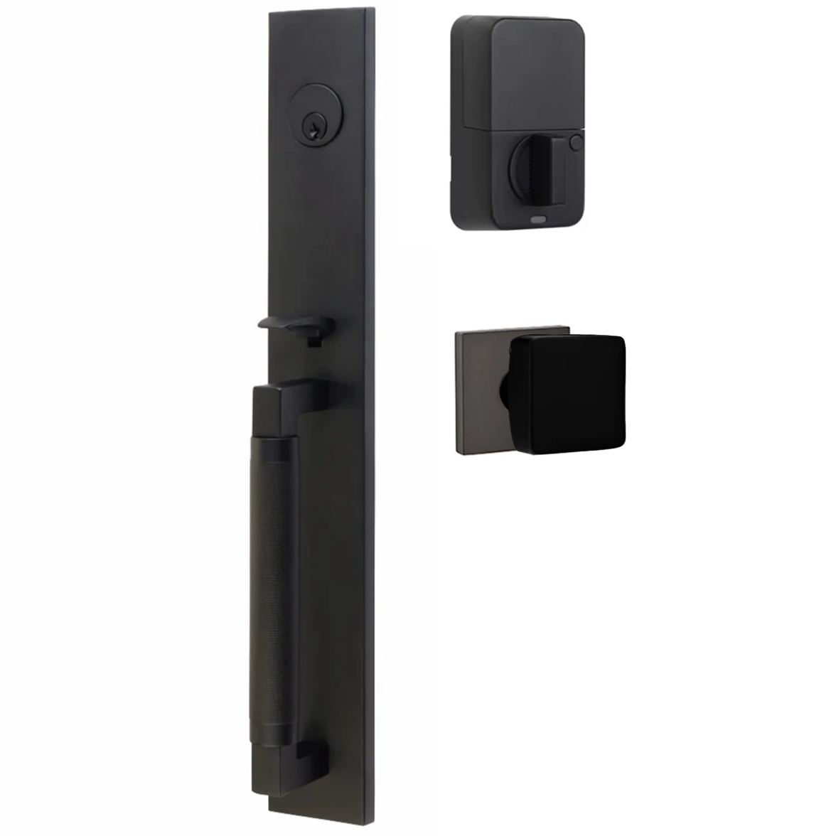 Emtek Hercules Knurled Tubular Entry Set Full Length with Square Knob