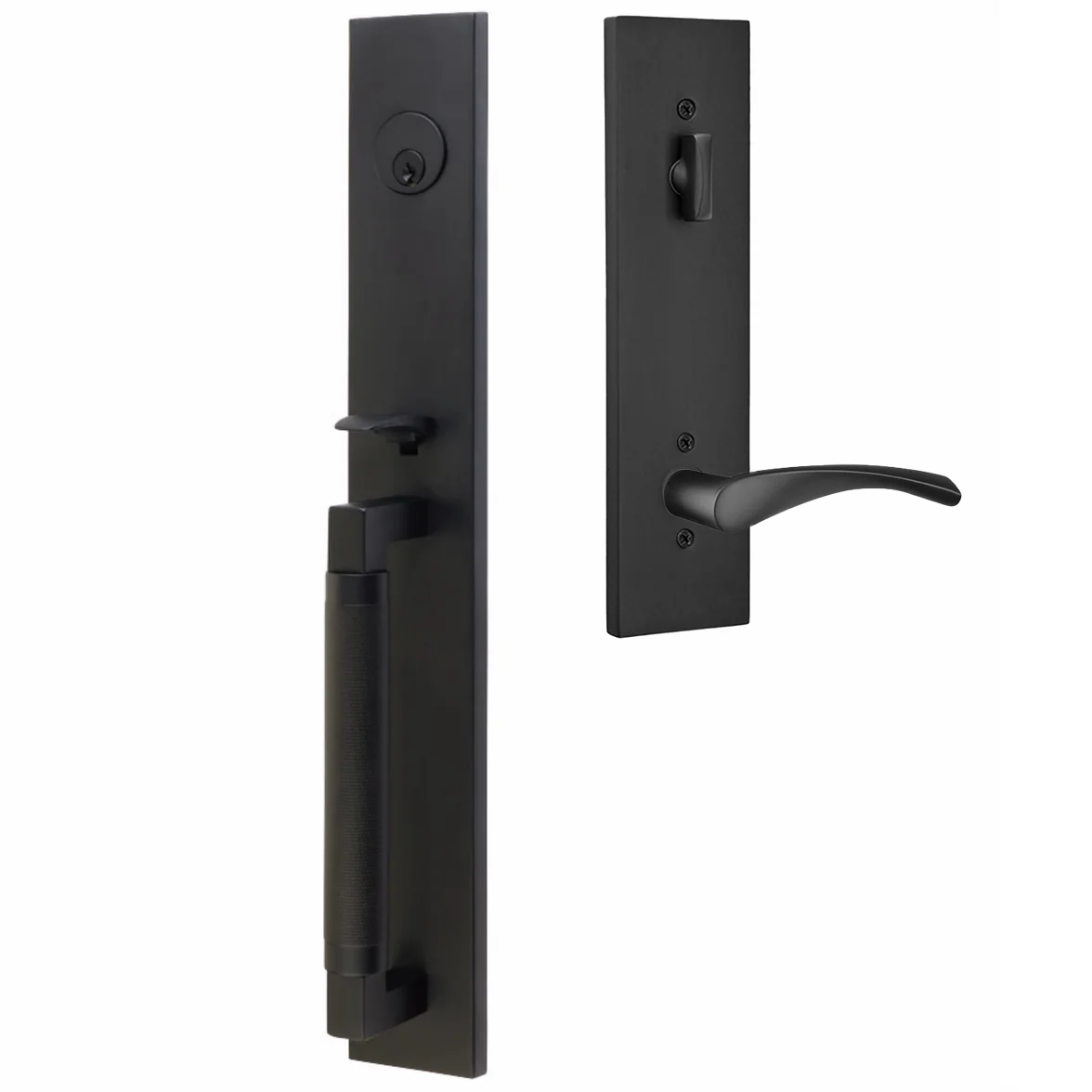 Emtek Hercules Knurled Tubular Entry Set Full Length with Triton Lever