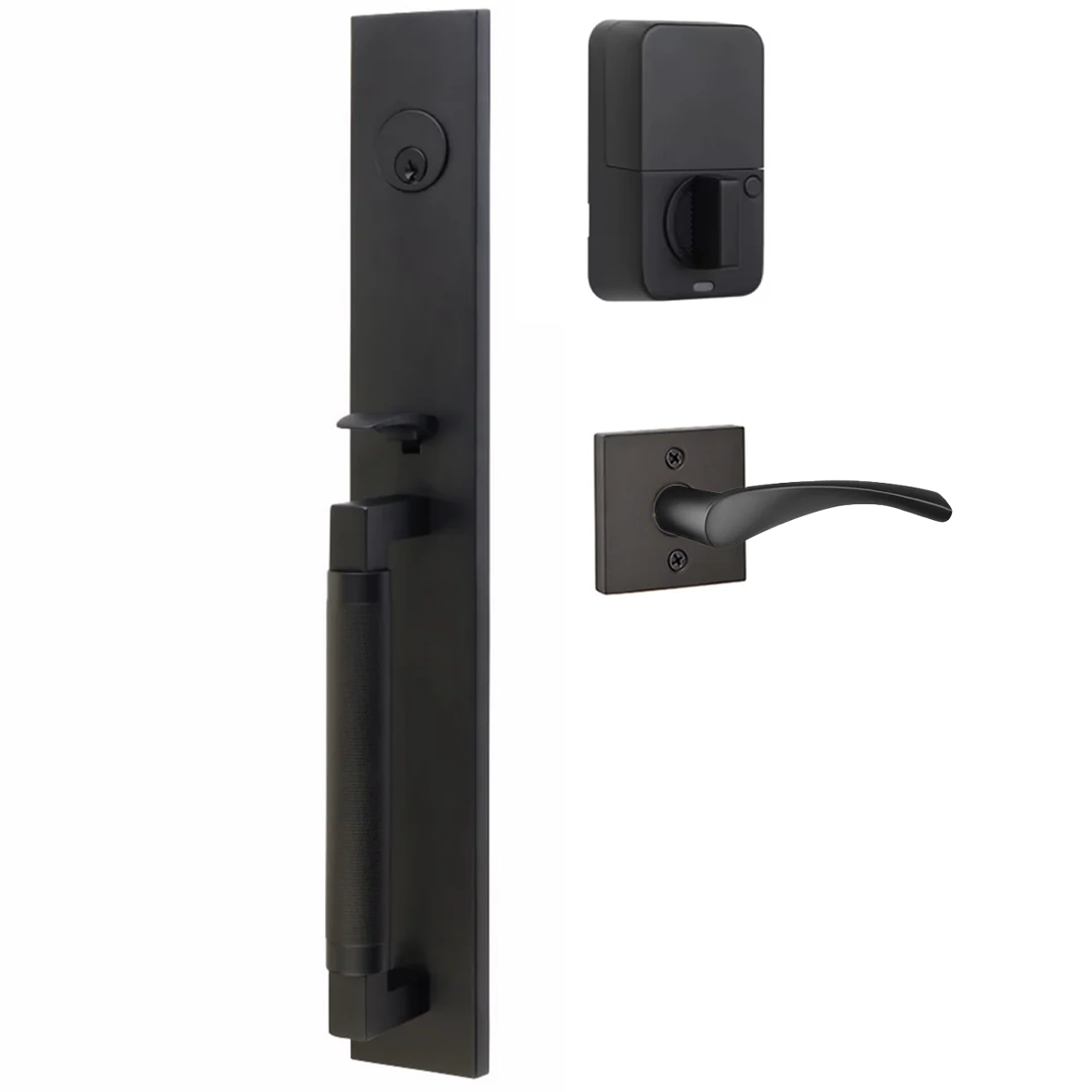 Emtek Hercules Knurled Tubular Entry Set Full Length with Triton Lever