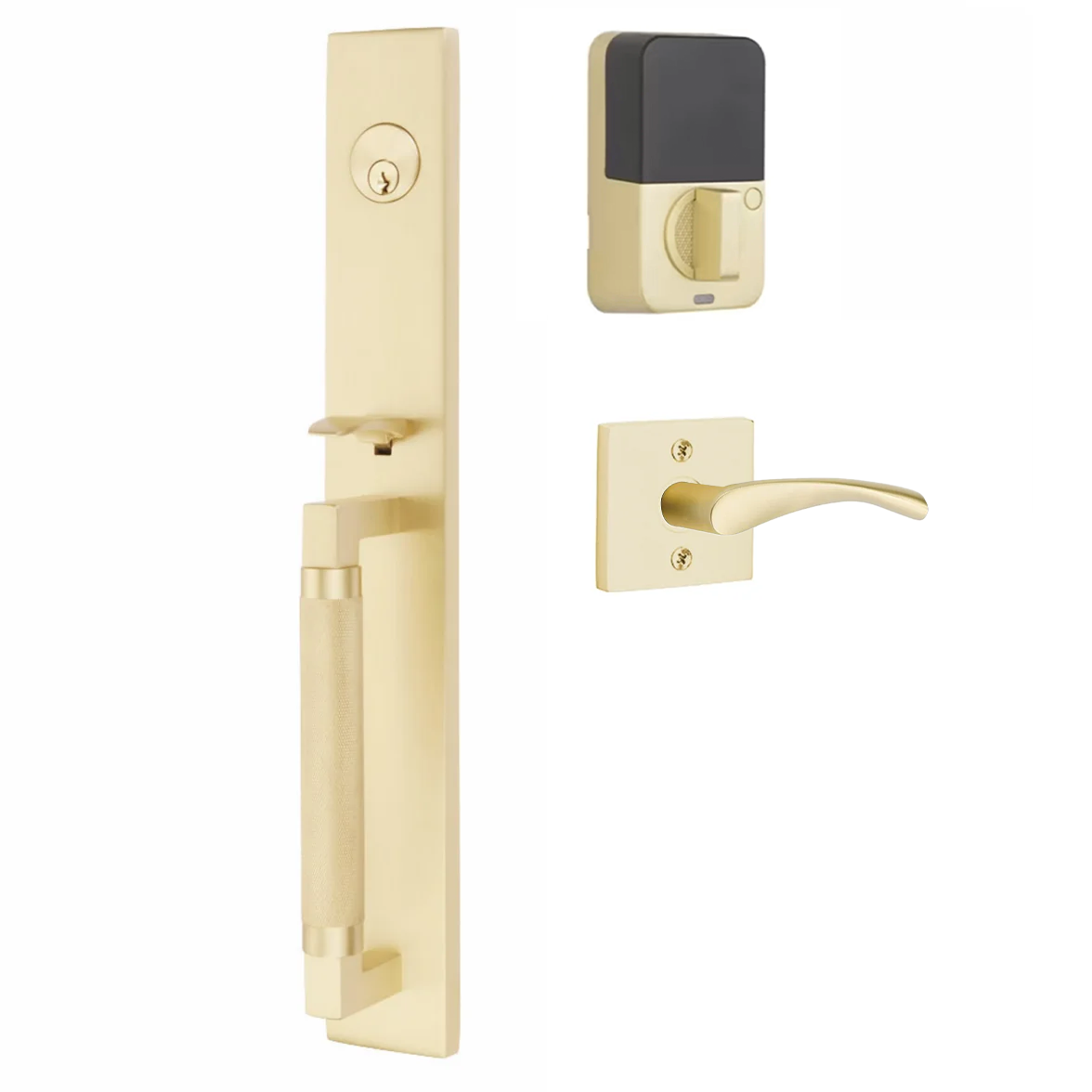 Emtek Hercules Knurled Tubular Entry Set Full Length with Triton Lever