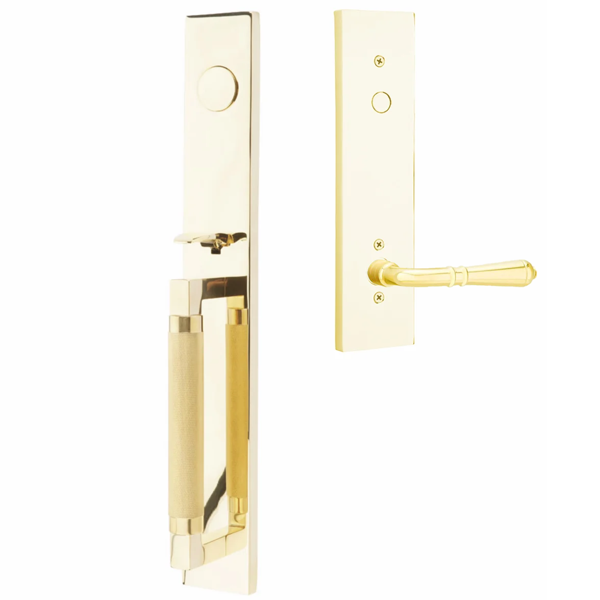 Emtek Hercules Knurled Tubular Entry Set Full Length with Turino Lever