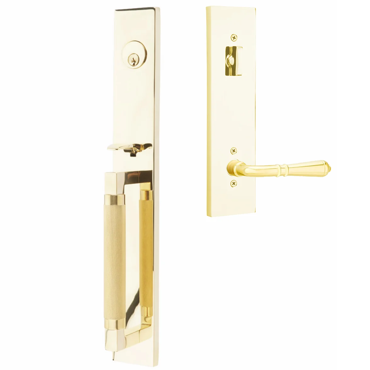 Emtek Hercules Knurled Tubular Entry Set Full Length with Turino Lever