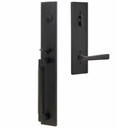 Emtek Hercules Knurled Tubular Entry Set Full Length with Hammered Lever