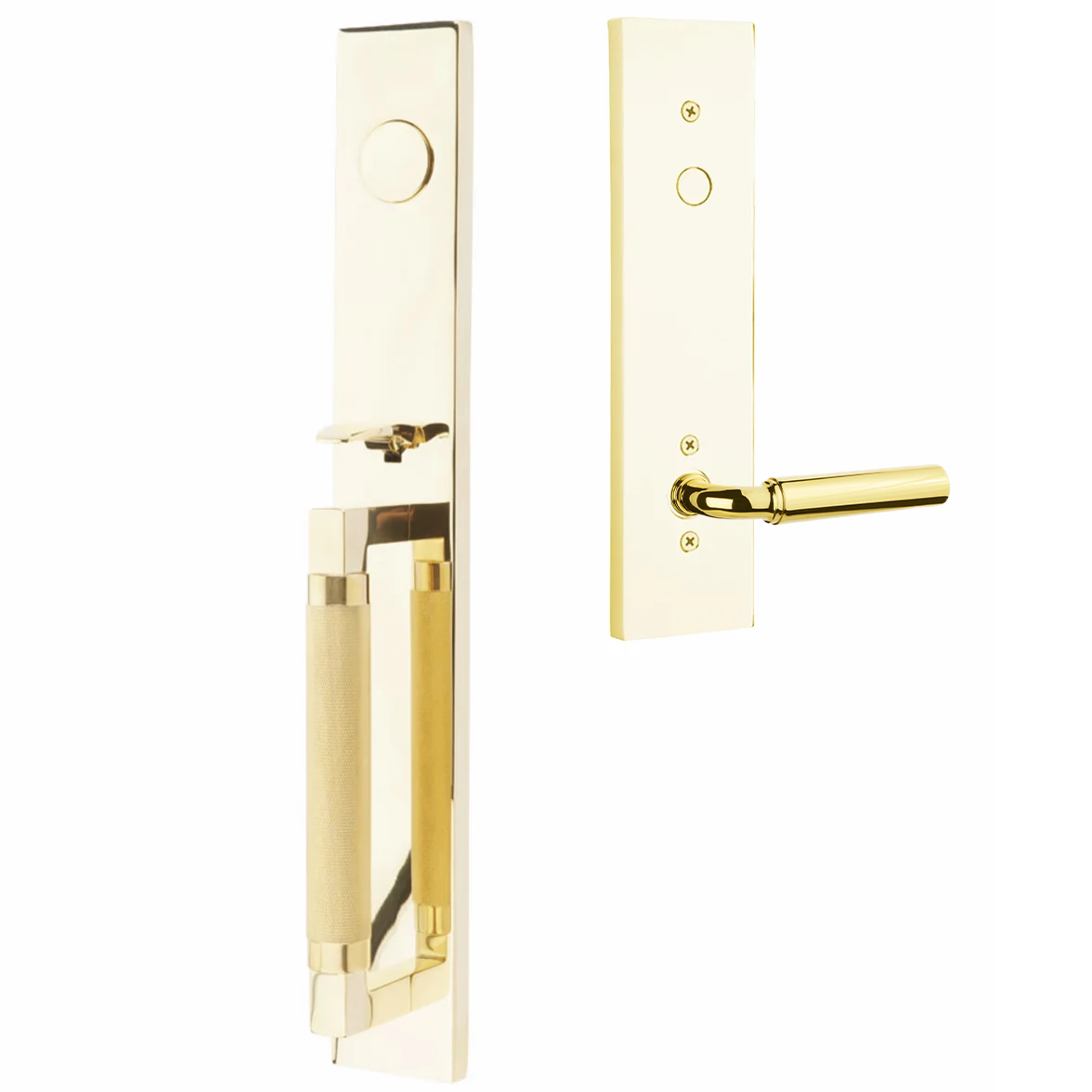 Emtek Hercules Knurled Tubular Entry Set Full Length with Manning Lever