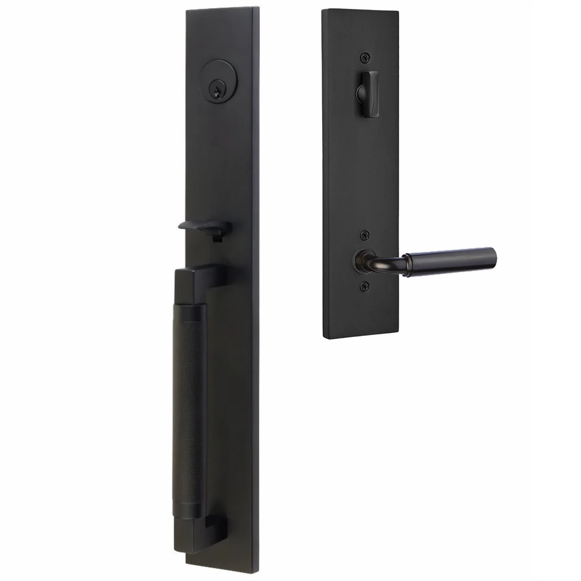 Emtek Hercules Knurled Tubular Entry Set Full Length with Manning Lever