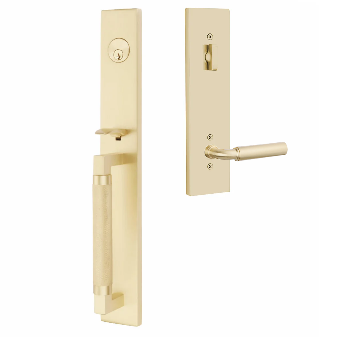 Emtek Hercules Knurled Tubular Entry Set Full Length with Manning Lever