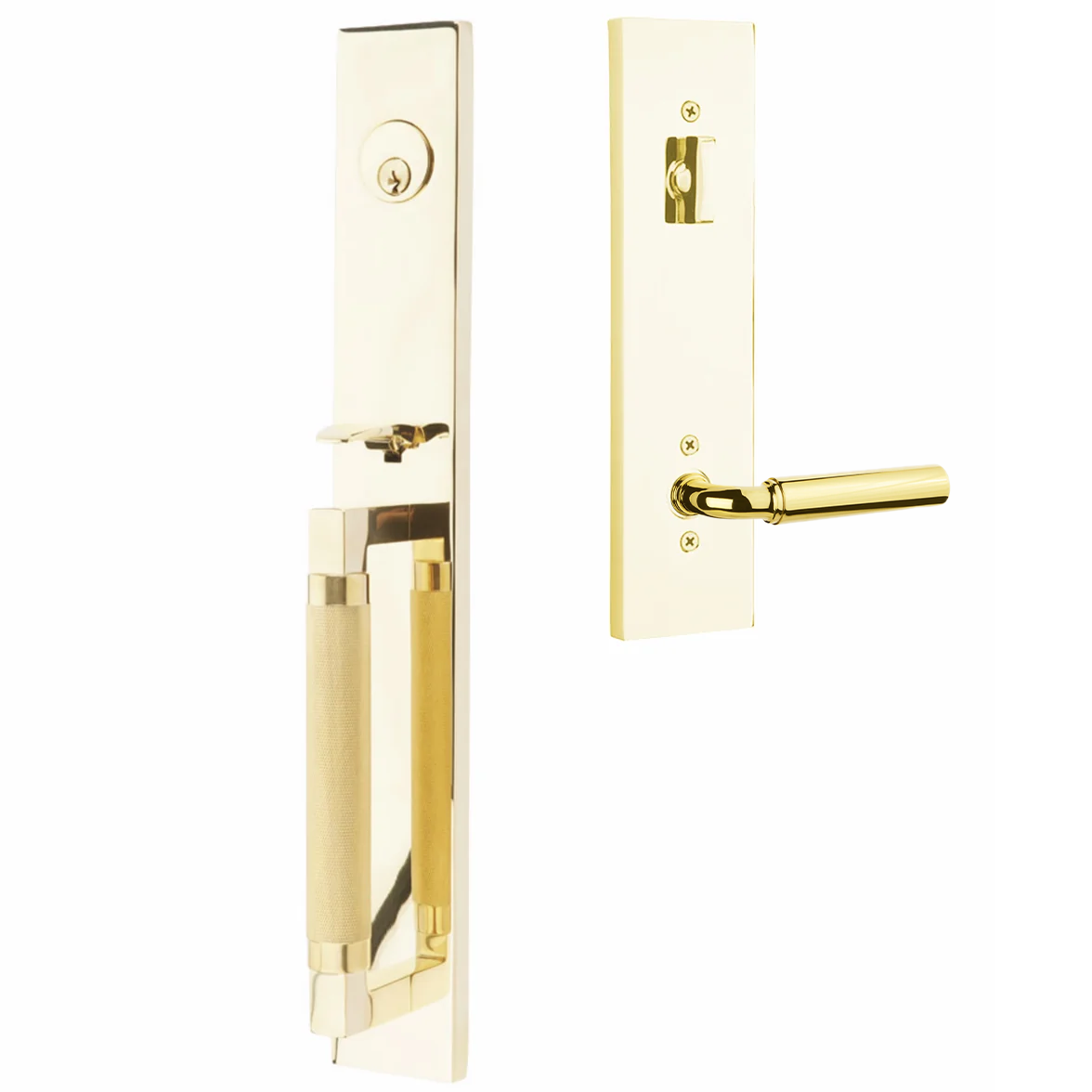 Emtek Hercules Knurled Tubular Entry Set Full Length with Manning Lever