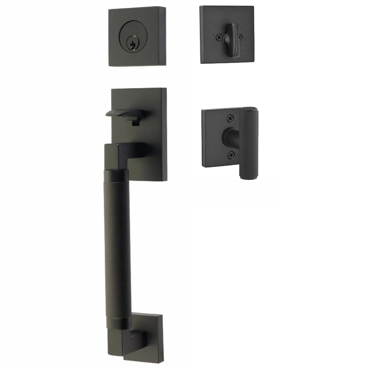 Emtek Hercules Knurled Tubular Entry Set Sectional with Ace Knurled Knob