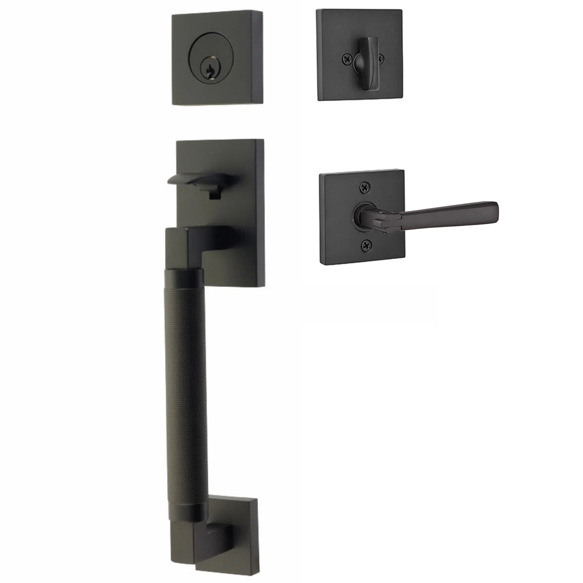 Emtek Hercules Knurled Tubular Entry Set Sectional with Arts & Crafts Lever