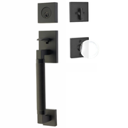 Emtek Hercules Knurled Tubular Entry Set Sectional with Bristol Glass Knob