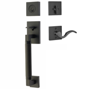 Emtek Hercules Knurled Tubular Entry Set Sectional with Cortina Lever