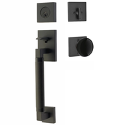 Emtek Hercules Knurled Tubular Entry Set Sectional with Ebony Porcelain Knob