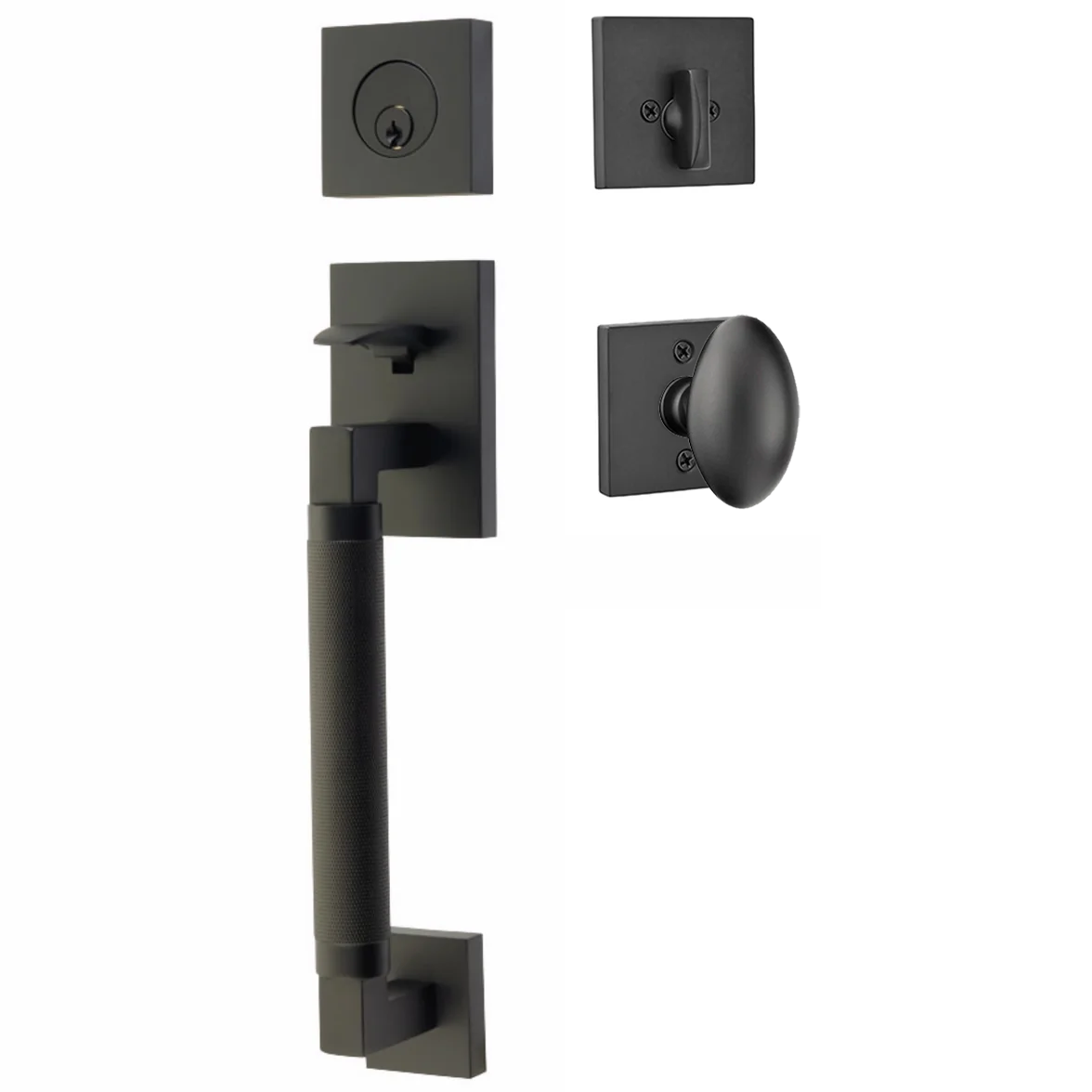 Emtek Hercules Knurled Tubular Entry Set Sectional with Egg Knob