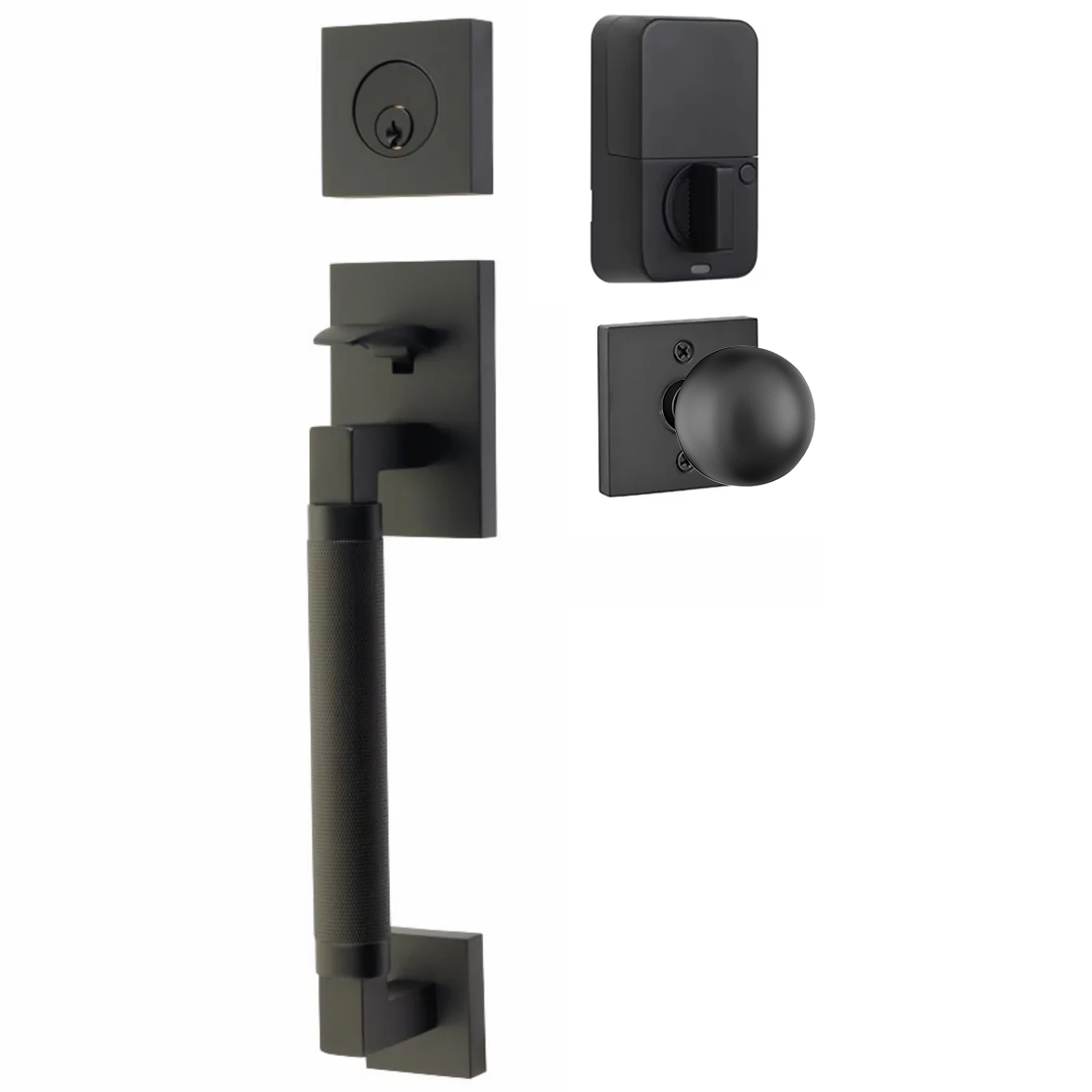 Emtek Hercules Knurled Tubular Entry Set Sectional with Orb Knob