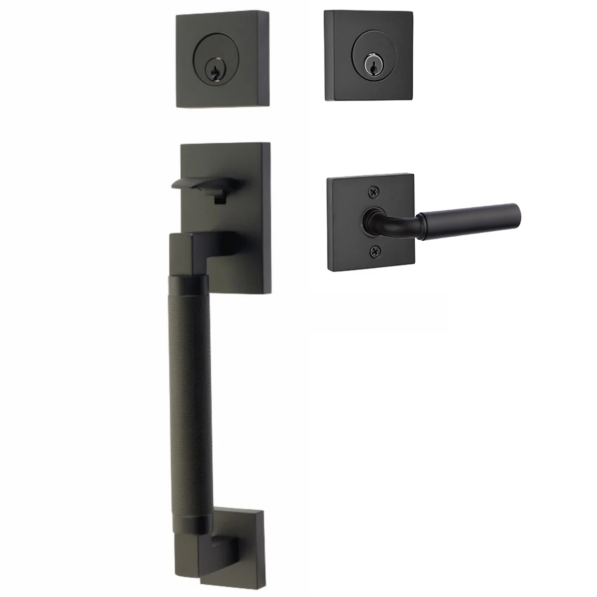 Emtek Hercules Knurled Tubular Entry Set Sectional with Manning Lever