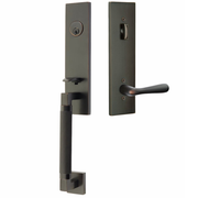 Emtek Hercules Knurled Tubular Entry Set Sectional with Basel Lever