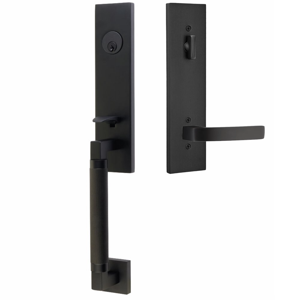 Emtek Hercules Knurled Tubular Entry Set Sectional with Breslin Lever