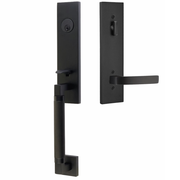 Emtek Hercules Knurled Tubular Entry Set Sectional with Breslin Lever